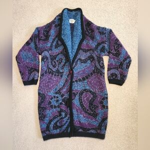 Vintage Cervelle Cozy Wool Blend Purple and Blue Women's Cardigan Sweater